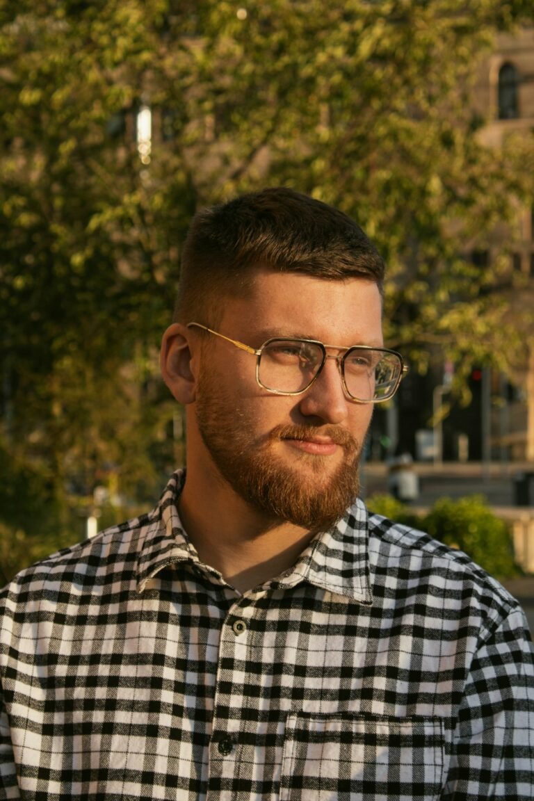 Man wearing eyeglasses in a lifestyle portrait
